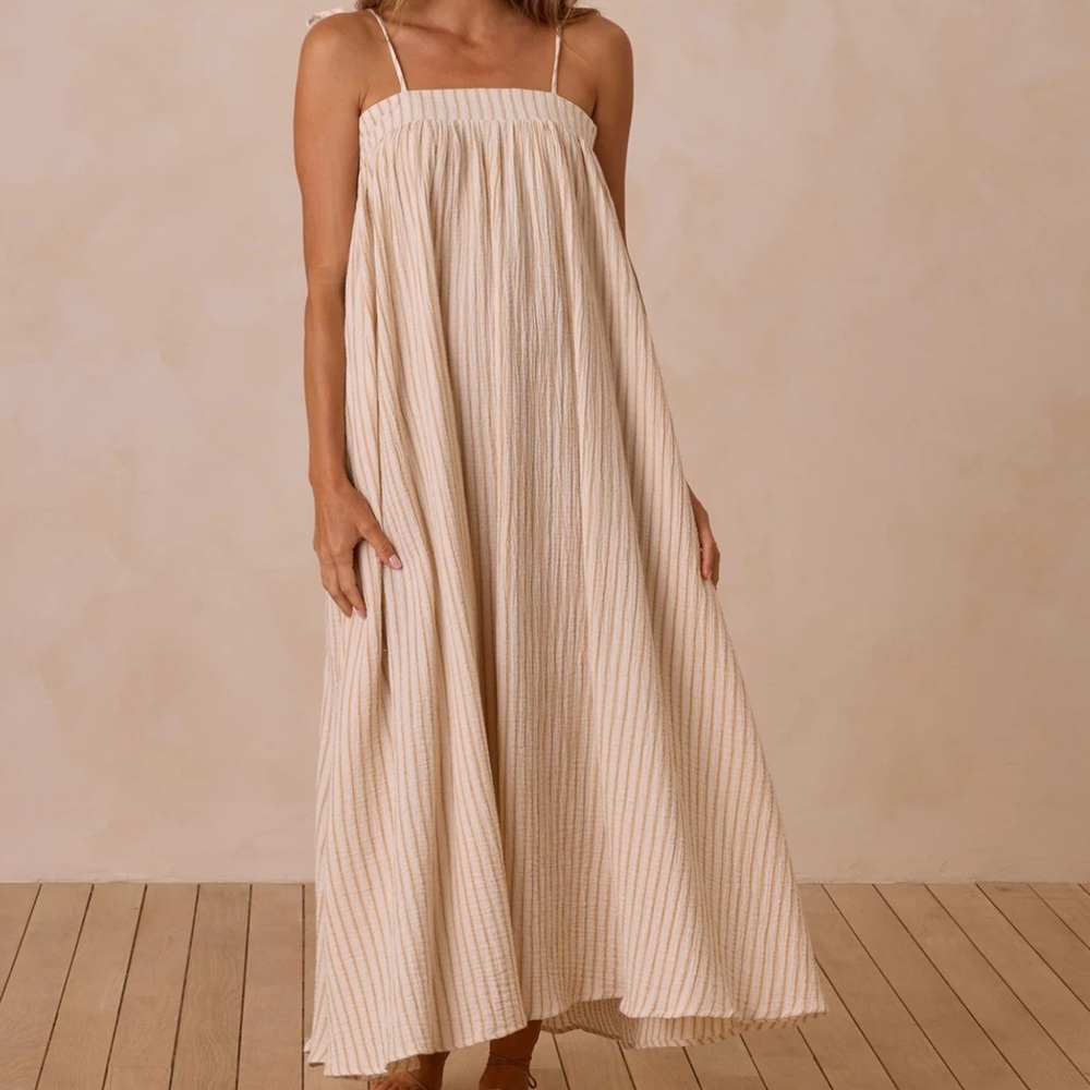Brand new Rylee + Cru Tan Smocked Maxi Sundress